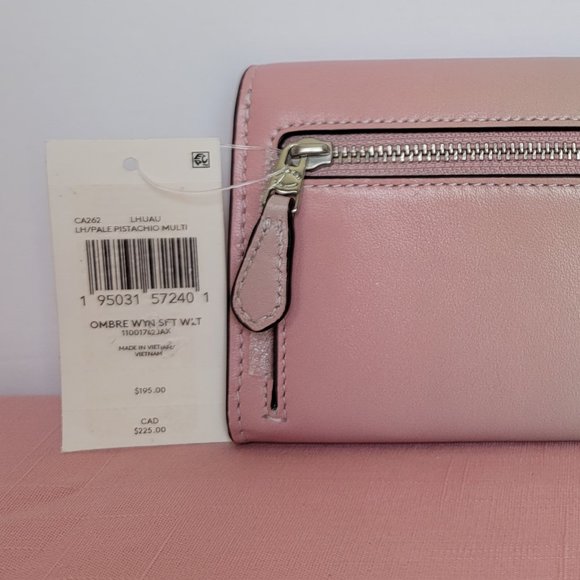 COACH Wyn Envelope Ombre Soft Smooth Leather Wallet- Pale Pistachio Multi ⭐ - Picture 16 of 16